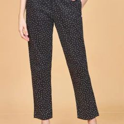 Enamor Jet Black Cotton Printed Lounge Track Pants-picture-11