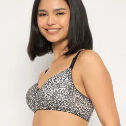 Clovia Black & Beige Regular Fit Printed Bra image 4