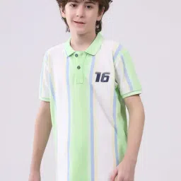 Monte Carlo Boys Green Regular Fit Striped T-Shirt-picture-32