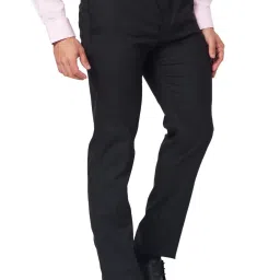 Raymond Black Classic Fit Texture Trousers image 4