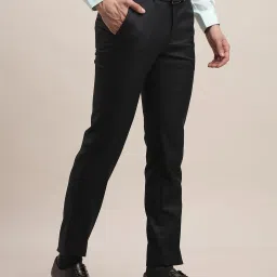 Turtle Black Slim Fit Chequered Trousers image 4