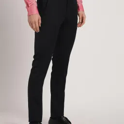 Turtle Black Ultra Slim Fit Dobby Trousers image 4