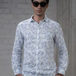 Turtle White Cotton Slim Fit Printed Shirt image 4