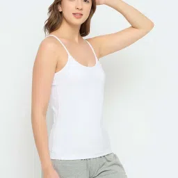 Clovia White Cotton Regular Fit Camisole image 4