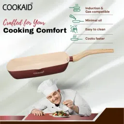 Cookaid ?Metallic Maroon Aluminium Neo Glide Series Non Stick PTFE Grill Pan (24 cm) image 3