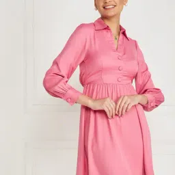 KASSUALLY Pink Fit & Flare Dress-image-36