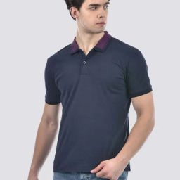 Camla Navy Cotton Regular Fit Polo T-Shirts-picture-22