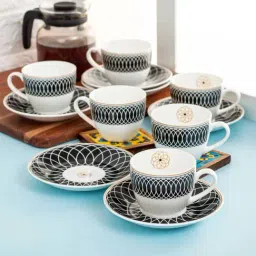Clay Craft White & Black Ceramic Tea Set-image-64