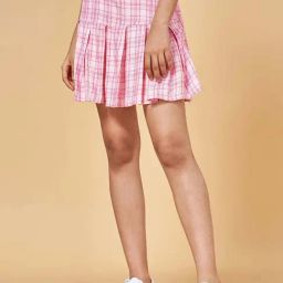 Coolsters by Pantaloons Kids Pink Cotton Chequered Skirt-picture-16