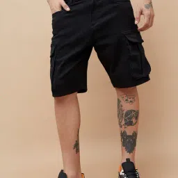 Forca By Lifestyle Black Cotton Regular Fit Cargo Shorts-image-22