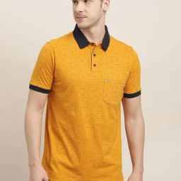 Turtle Yellow Cotton Slim Fit Printed Polo T-Shirt-picture-30