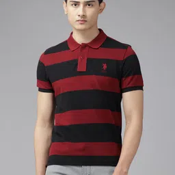 U.S. Polo Assn. Men Striped Polo Collar Pure Cotton Slim Fit T-shirt-picture-26