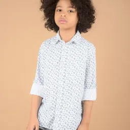 Crimsoune Club Boys White Cotton Printed Shirt-image-70