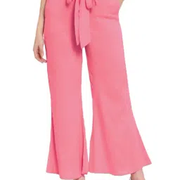 PATRORNA Pink Mid Rise Relaxed Fit Bootcut Trousers-picture-34