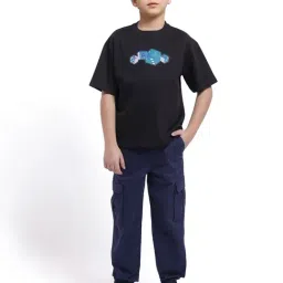 Rare Ones Boys Black Cotton Applique T-Shirt image 5