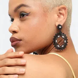 Sohi Silver Plated Party Designer Stone Drop Earrings image 3