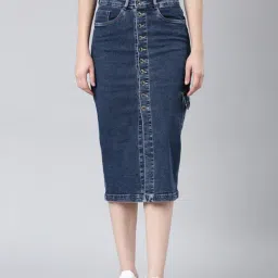 showoffff SHOWOFF Dark Blue Denim Midi Skirt-picture-11