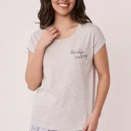 La Vie En Rose Grey Cotton Printed T-Shirt-picture-22