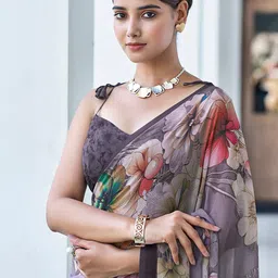 DIVASTRI Floral Pure Georgette Saree image 3