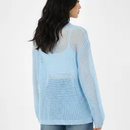 glitchez Open-Knit Sheer Drop-Shoulder Pullover image 3