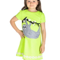 Cherry Crumble By Nitt Hyman Kids Green Applique Dress-picture-40