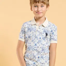U.S. Polo Assn. Kids Boys Geometric Printed Polo Collar Cotton T-shirt-picture-39