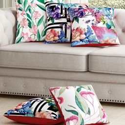SEJ by Nisha Gupta Pack of 5 Florals Premium Covers - Green-picture-8