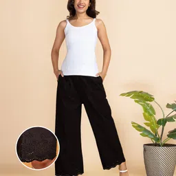 Bella Mama Cotton Woven Schiffli Solid Palazzo - Black-picture-12