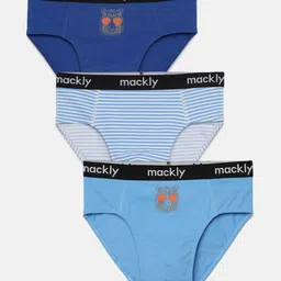 Mackly Set Of 3 Tiger Printed & Striped Briefs - Blue-picture-22