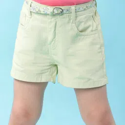 Babyhug Twill Woven Mid Thigh Shorts with Belt - Light Green-picture-27