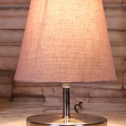 Devansh Grey cotton Round Metal Steel Table Lamp image 1