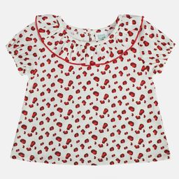 MINI KLUB Cotton Half Sleeves Abstract Printed Top - Marshmallow-picture-44