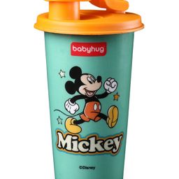 Babyhug Disney Mickey Mouse Stainless Steel Flip Flop Sipper 300ml - Mint Green & Orange| Spill Proof| Indoor and Outdoor| School Sipper| Hot & Cold Beverages-picture-28