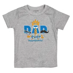 FFlirtygo Cotton Fathers Day Theme Cotton Half Sleeves Best Dad Ever Text Printed Tee - Grey-picture-27