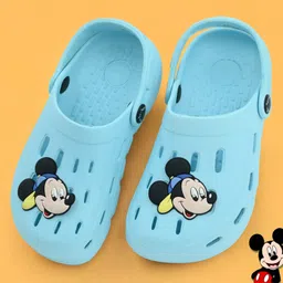 Disney by Yellow Bee Mickey Mouse Featuring Solid Perforated Clogs With Charms - Light Blue-image-94