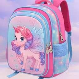 SYGA Kids Backpack Fairy Tale Unicorn Design with Waterproof School Bag for 6 to 9 Years School Students (Pink & Sky Blue) - Height 16 Inches-picture-22