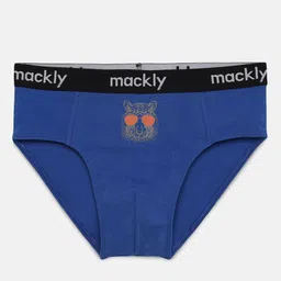 Mackly Set Of 3 Tiger Printed & Striped Briefs - Blue image 3