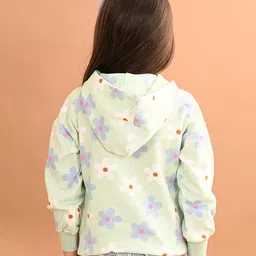 Lilpicks Couture Full Sleeves Floral Printed Terry Fleece Hooded Sweatshirt - Multi Colour image 3