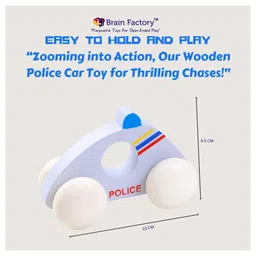 BRAIN FACTORY Wooden Emergency Vehicle Toys - Police car for Kids Community Helpers - Multi Colour image 3