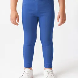 Babyhug Cotton Lycra Knit Full Length Lounge Pant with Polka Dot & Floral Print Pack of 3 - Pink & Blue image 3