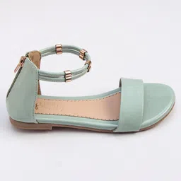 Hola Bonita Party Wear Back Zip Closure Sandal - Green image 4