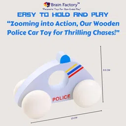 BRAIN FACTORY Wooden Emergency Vehicle Toys - Police car for Kids Community Helpers - Multi Colour image 4