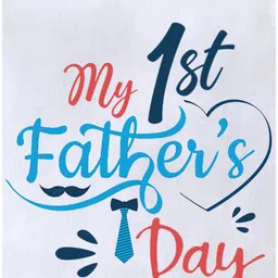 BLUSHES 100% Cotton Fathers Day Theme Half Sleeves Happy First Fathers Day Text Printed Onesie - White image 5