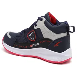 Asian Go Chase Text Detailed Colour Blocked Sneakers - Navy Blue & Red image 5
