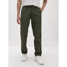 R.Code by The Roadster Life Co. Men Solid Mid-Rise Trousers image 3