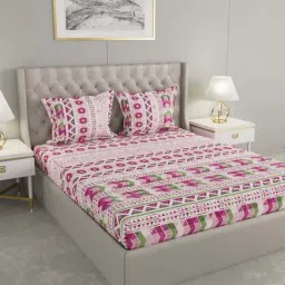Raymond Home Vision Pink 144 TC Cotton King Bedsheet with 2 Pillow Covers-image-11