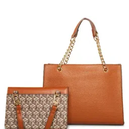 Anne Klein Brown Solid Shoulder Handbag with Pouch image 4