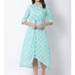 Rangriti Green Printed Assymetric Dress-image-0