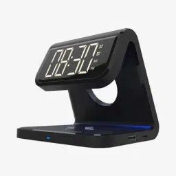Portronics Freedom 4C POR-1043 Desktop Wireless Charger with Digital Alarm Clock (Black)-picture-18