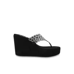 Rocia by Regal Women's Black Thong Wedges image 3